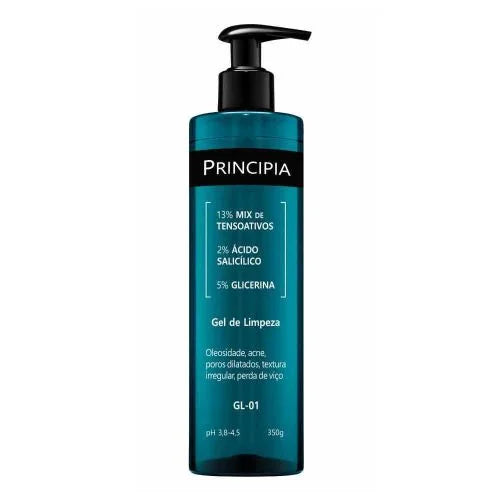 Gel de Limpeza Facial Principia GL-01 com Ácido Salicílico 2% + Glicerina – Antiacne, Controle de Oleosidade e Poros 350g